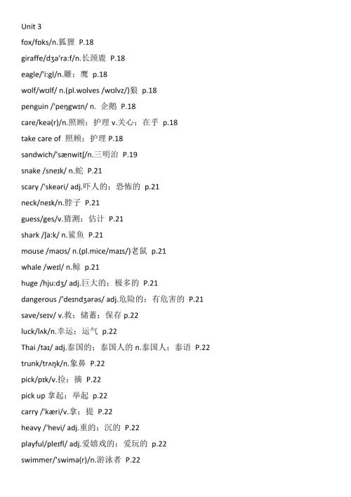 魯教版六年級下冊英語六下Unit3詞匯+翻譯.docx