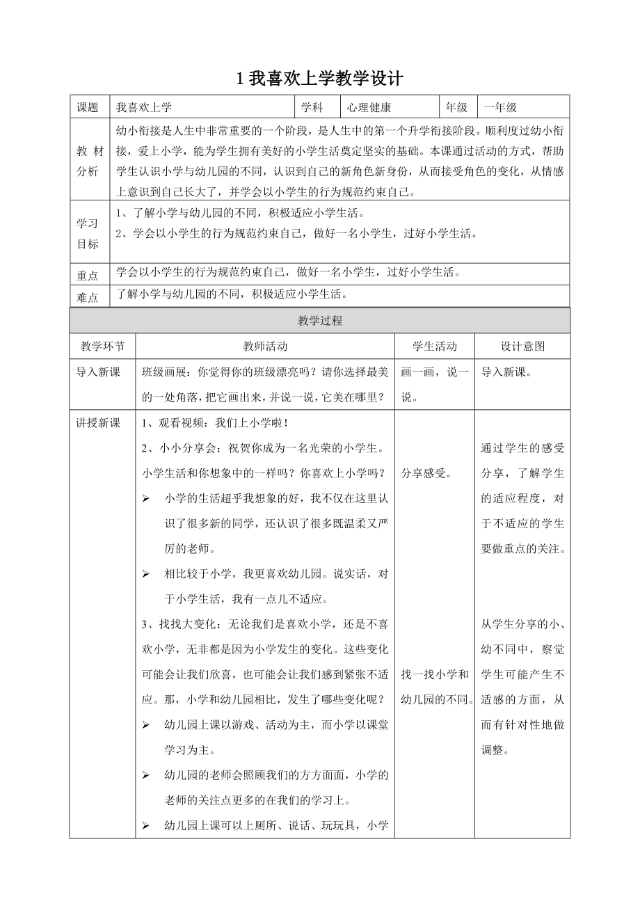 北師大版一年級(jí)上冊(cè)心理健康教案（全冊(cè)教學(xué)設(shè)計(jì)打包下載）.rar