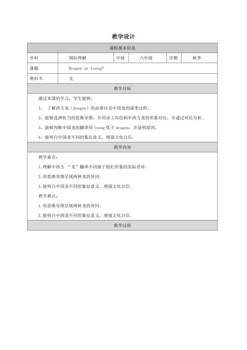 六年級國家理解教育DragonorLoong教學(xué)設(shè)計(jì).docx