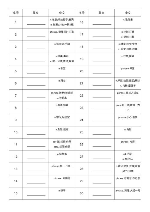 2025秋人教版八年級上冊英語Unit2 中譯英 單詞默寫.pdf