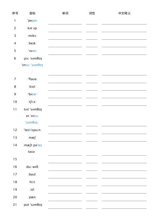 2025秋人教版八年級上冊英語Unit5音標默單詞單詞默寫.pdf