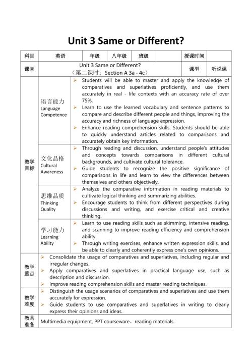 2025秋人教英語八上 教案Unit 3 第2課時.docx