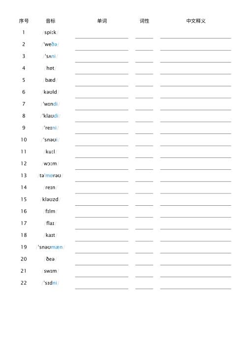 2025秋人教PEP版四年級上冊英語Unit 5 看音標默單詞.pdf