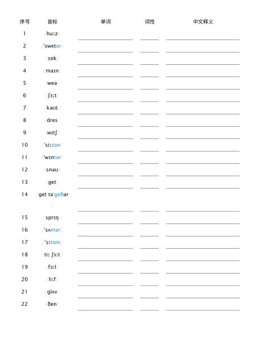 2025秋人教PEP版四年級上冊英語Unit 6 看音標默寫單詞.pdf