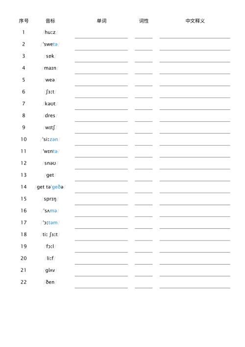 2025秋人教PEP版四年級上冊英語Unit 6 看音標默單詞.pdf