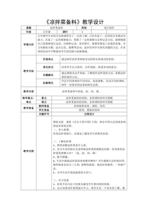 小學(xué)綜合實踐活動公開課：涼拌菜備料-王-教案教學(xué)設(shè)計1031.doc